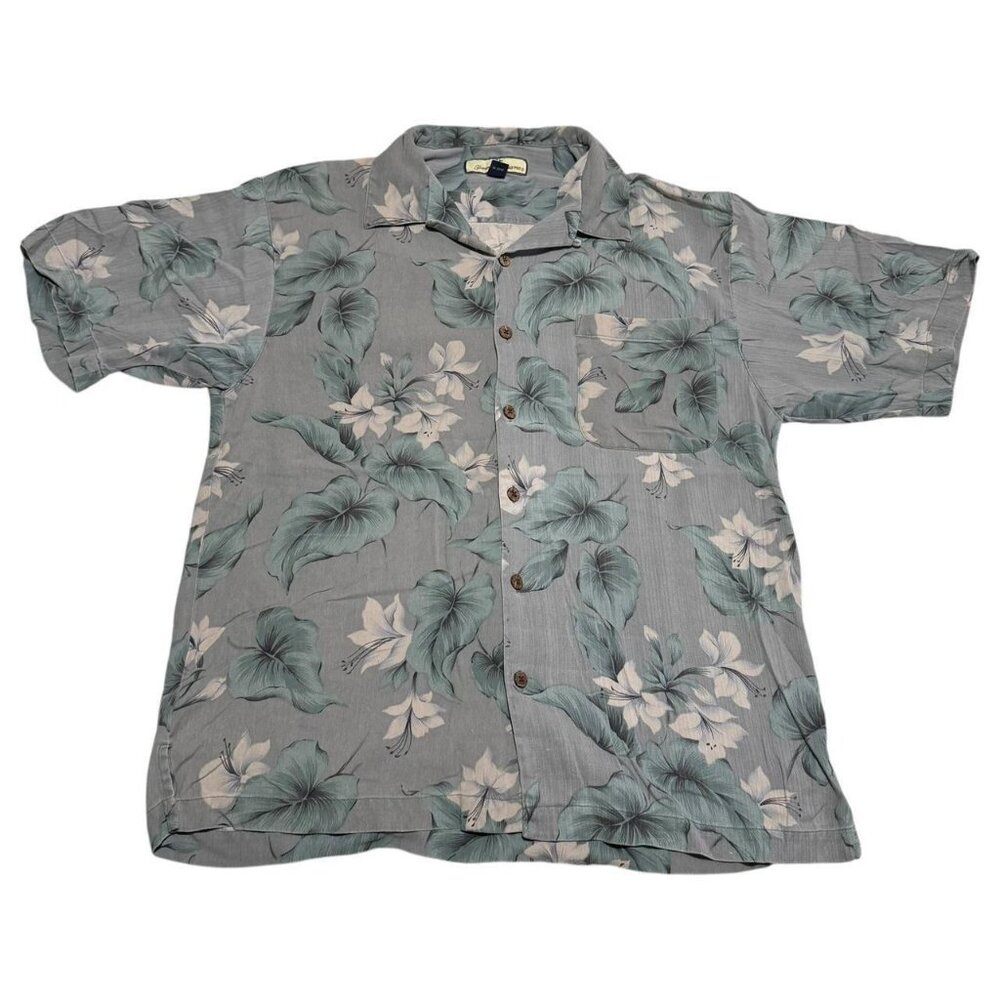 Tommy Bahama 100% Silk Hawaiian Button Up Shirt Adult Large